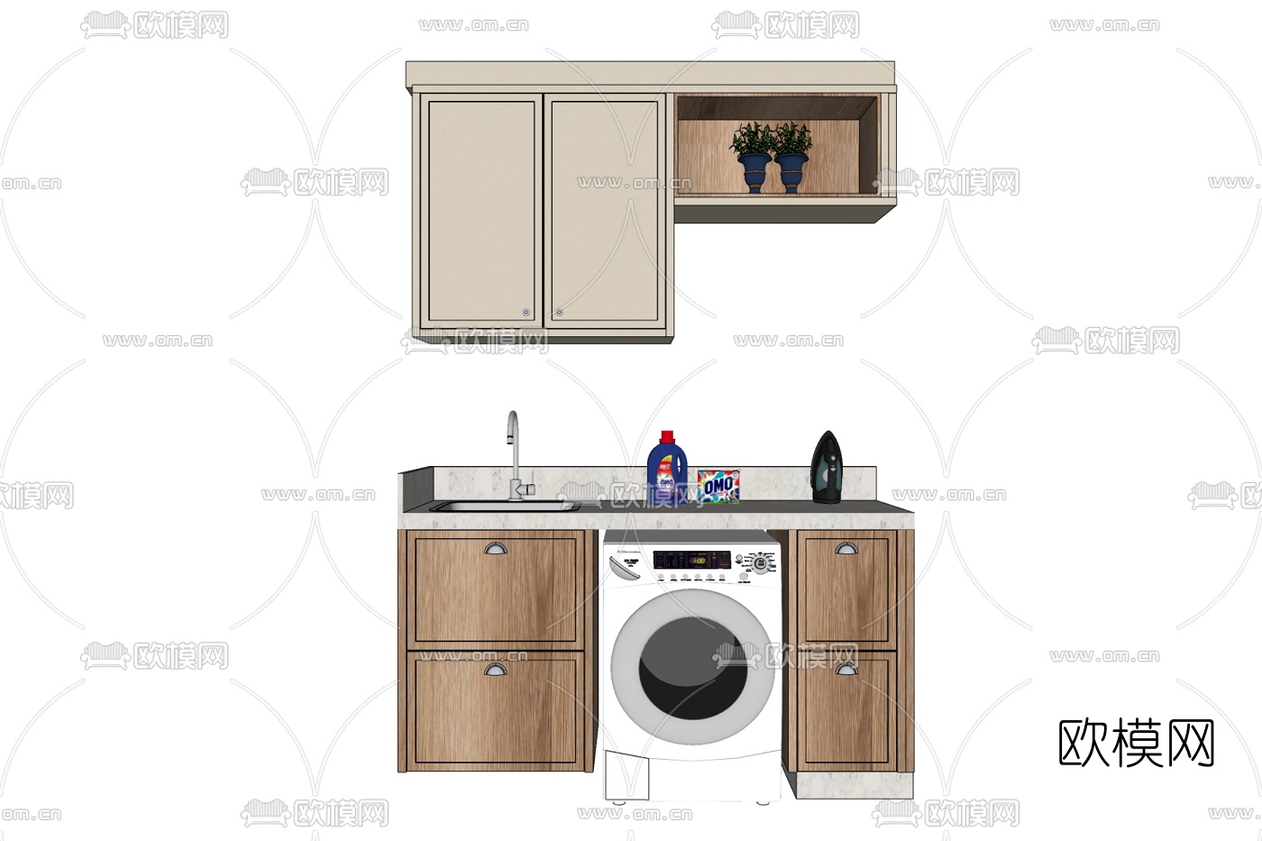 现代浴室柜洗衣机免费su模型下载