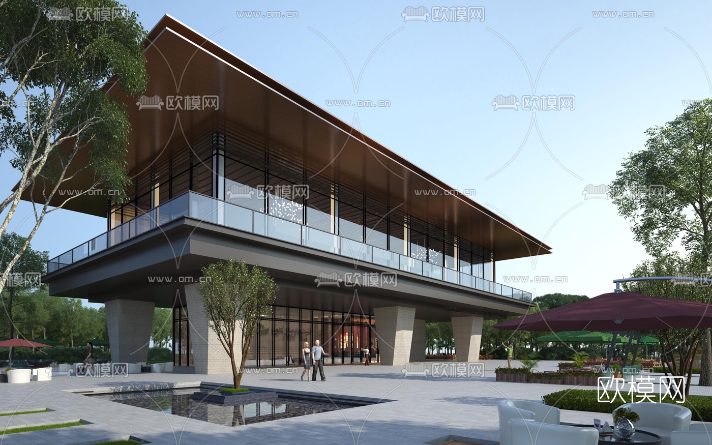 现代售楼处外观3d模型下载