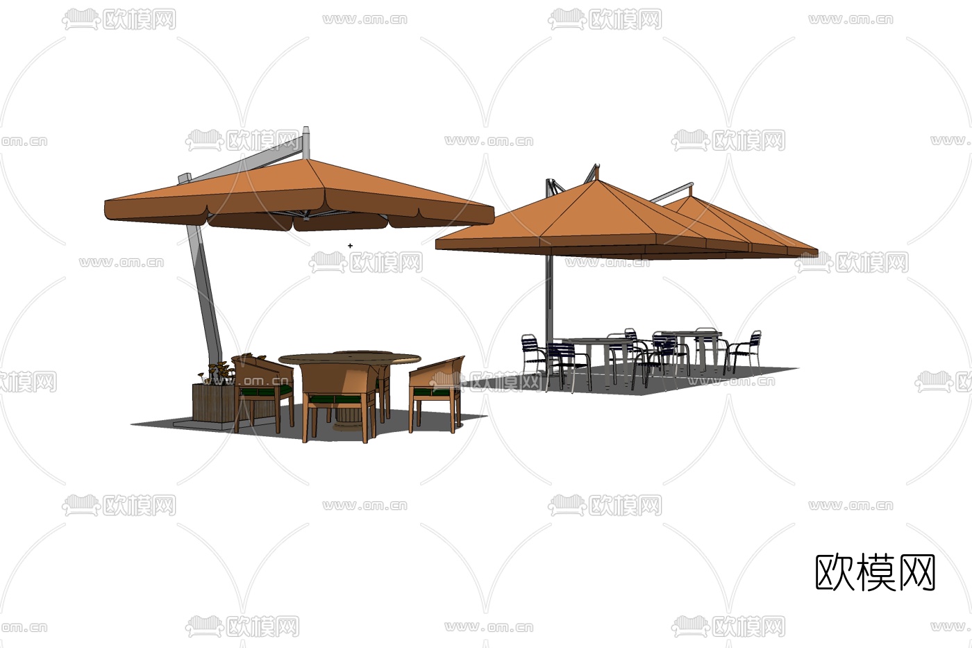 现代户外休闲桌椅免费su模型下载