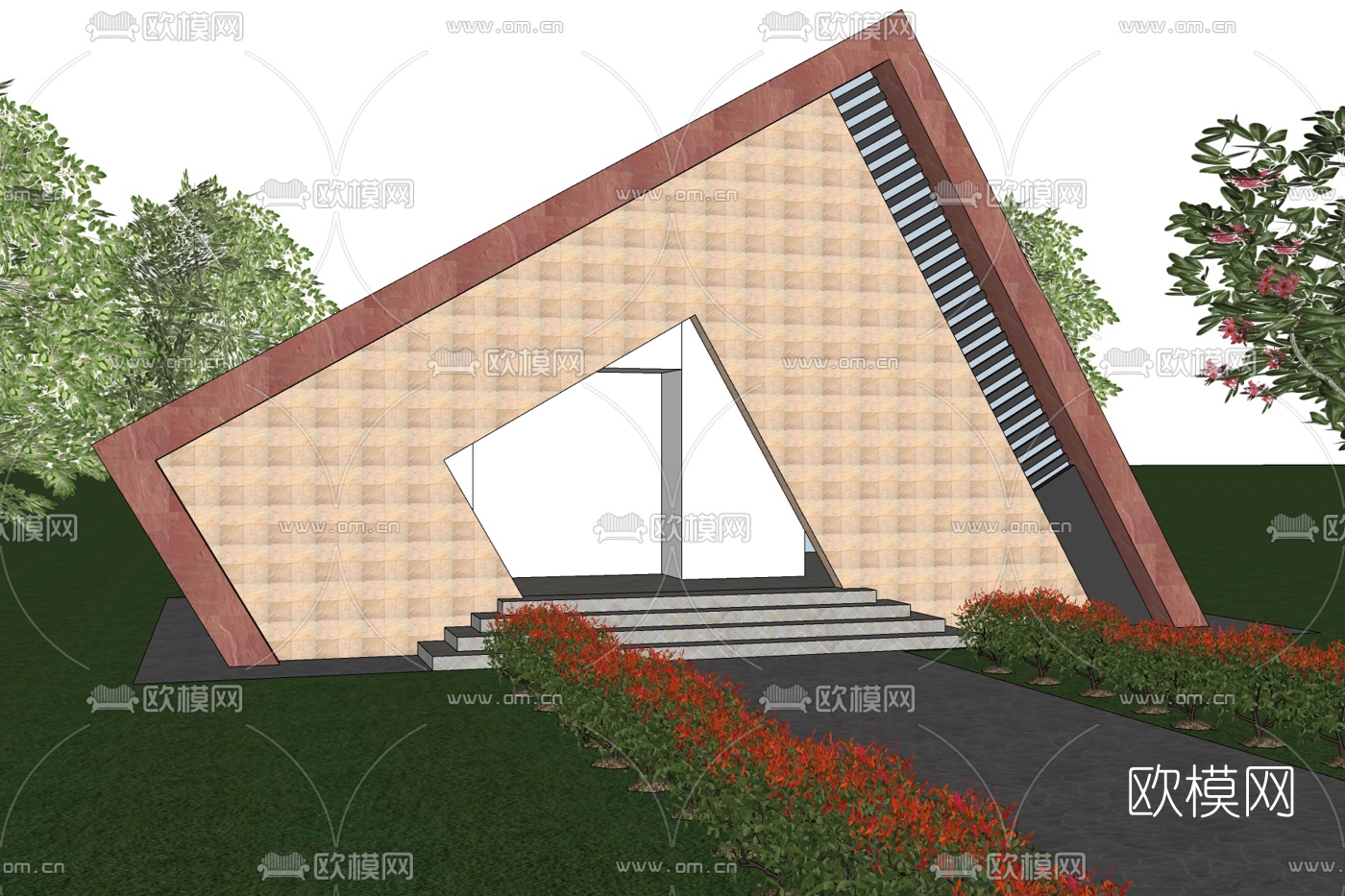 现代园林景观免费su模型下载
