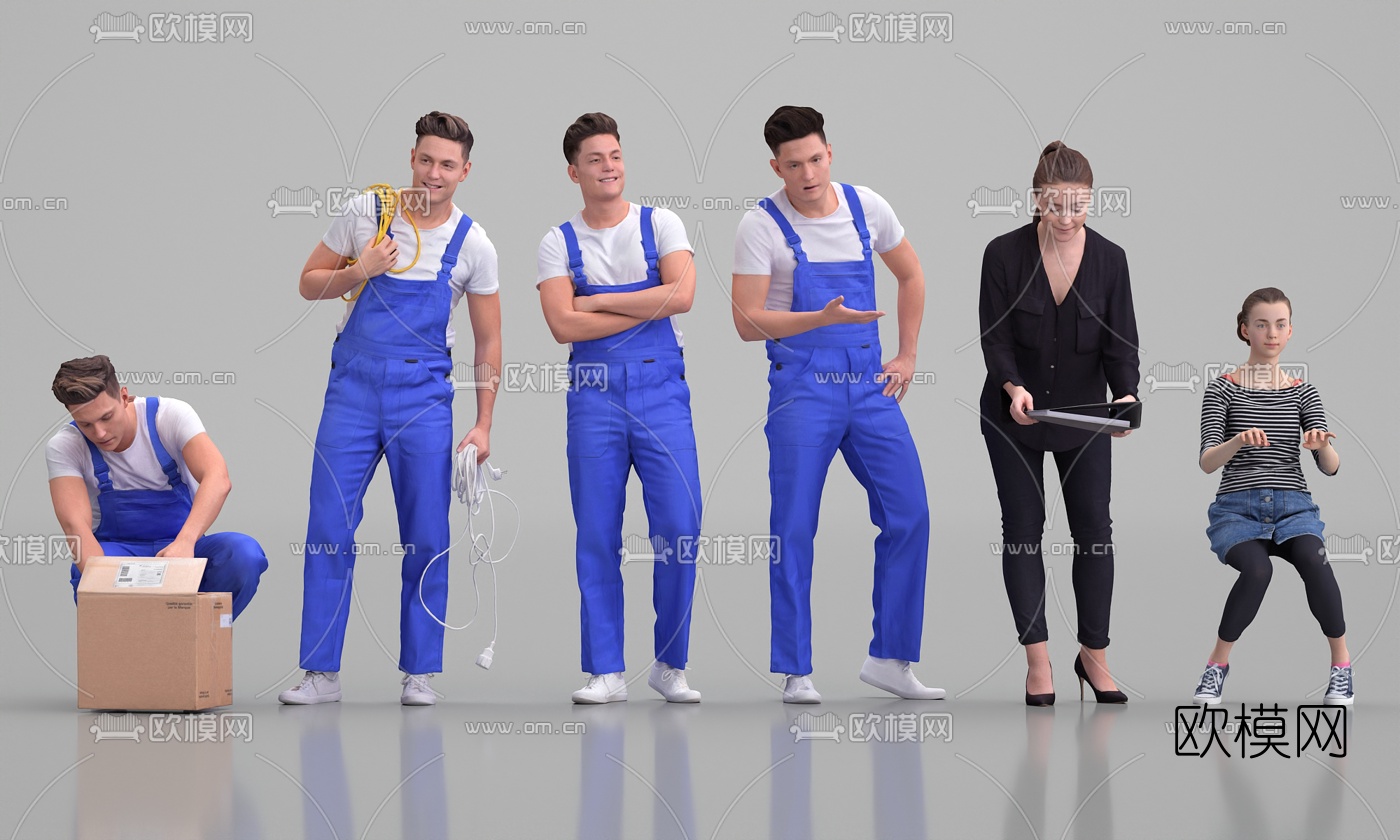 欧式工装人物3d模型