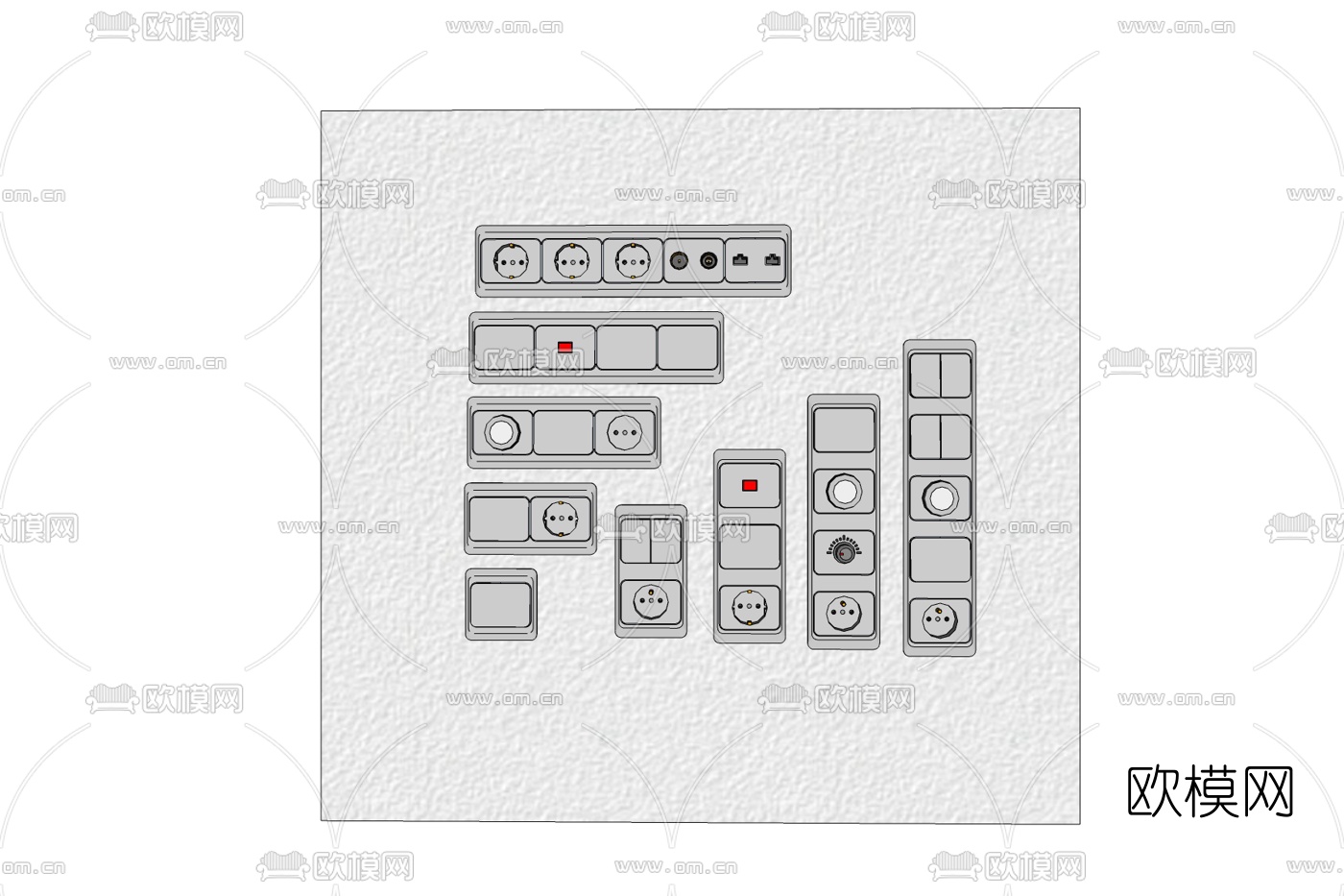 现代插座免费su模型下载