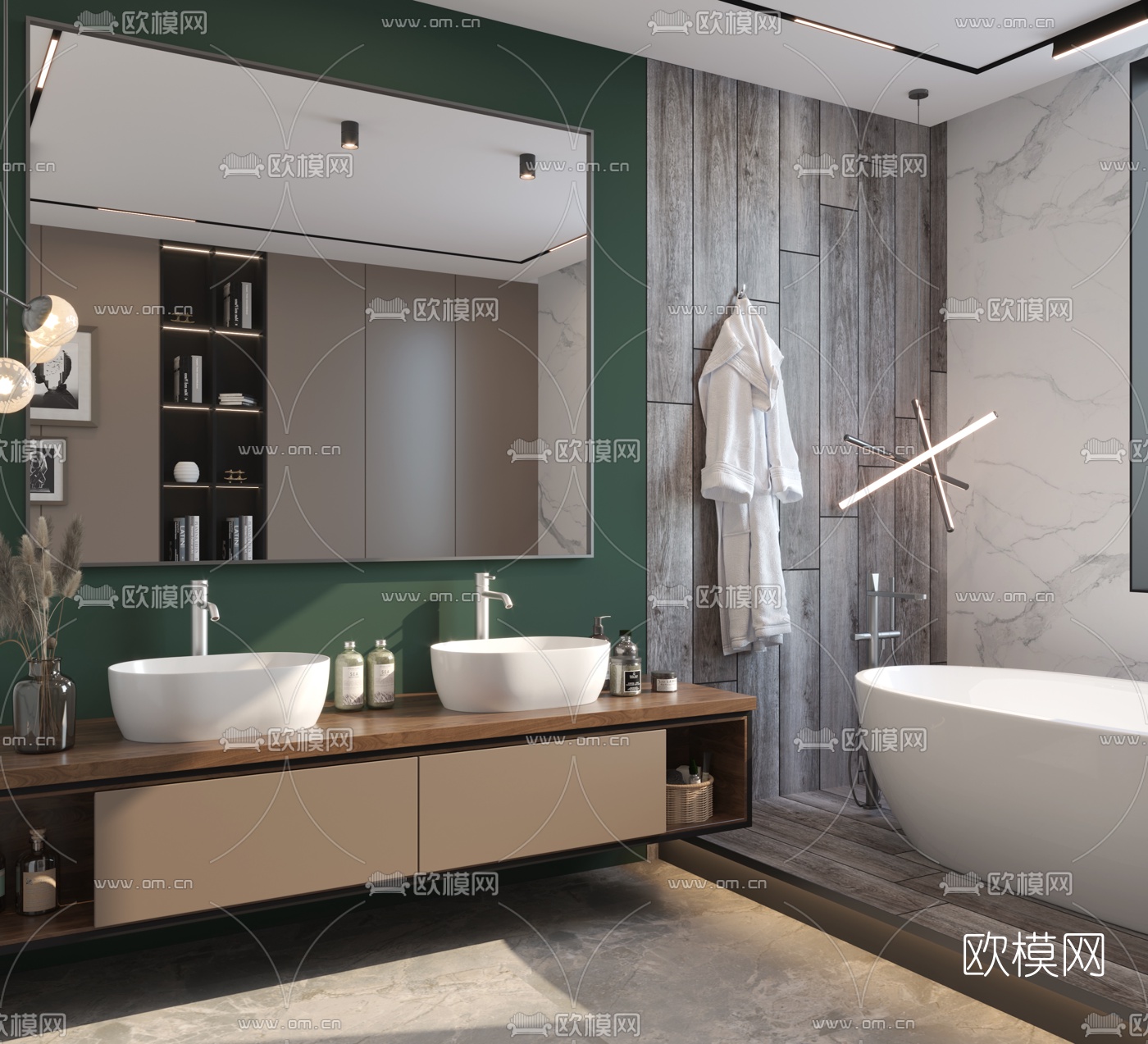 现代轻奢卫生间3d模型下载（渲染图2）