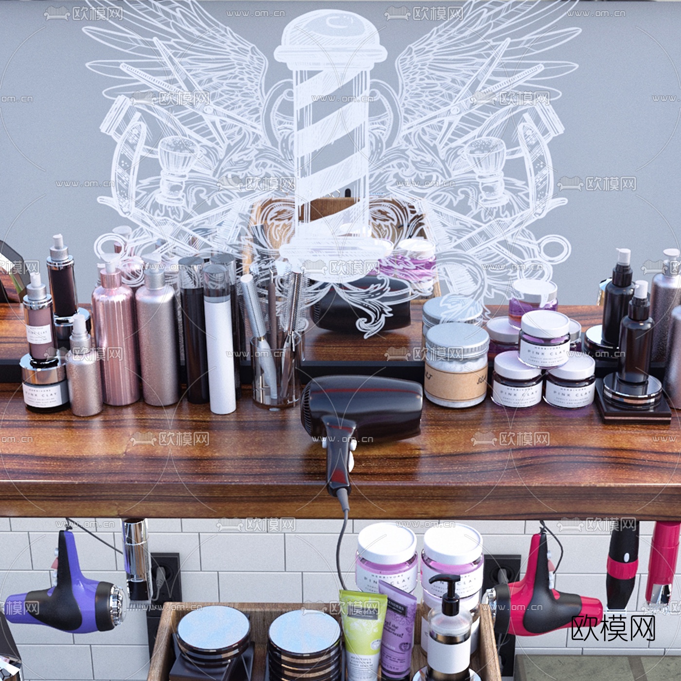 现代理发店器具摆件3d模型下载（渲染图2）