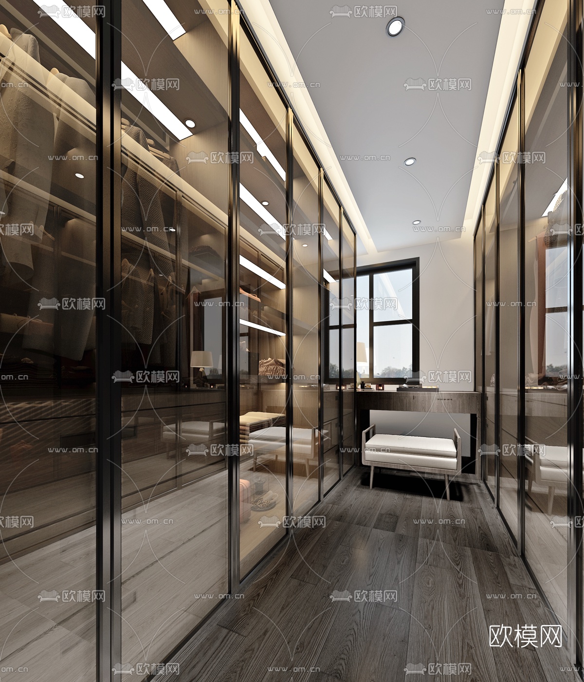 现代轻奢衣帽间3d模型