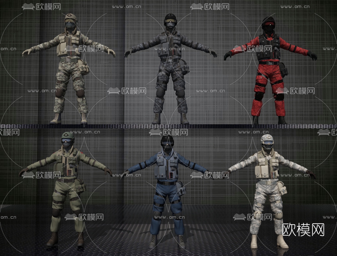 现代军装特种士兵3d模型下载