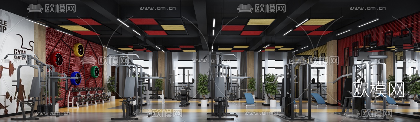 现代健身房3d模型下载（渲染图3）
