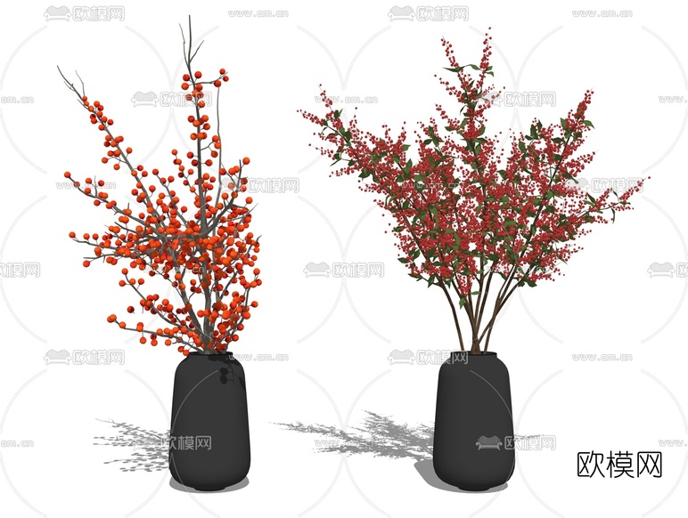 现代花瓶花艺su模型下载