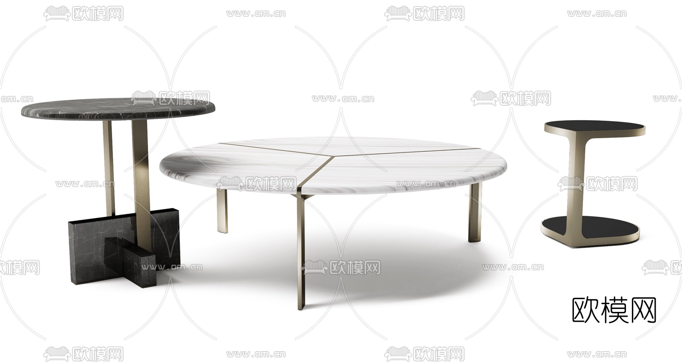 现代金属茶几边几3d模型