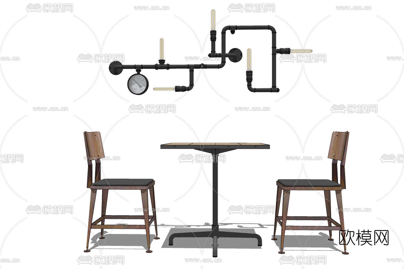 工业风休闲桌椅免费su模型下载
