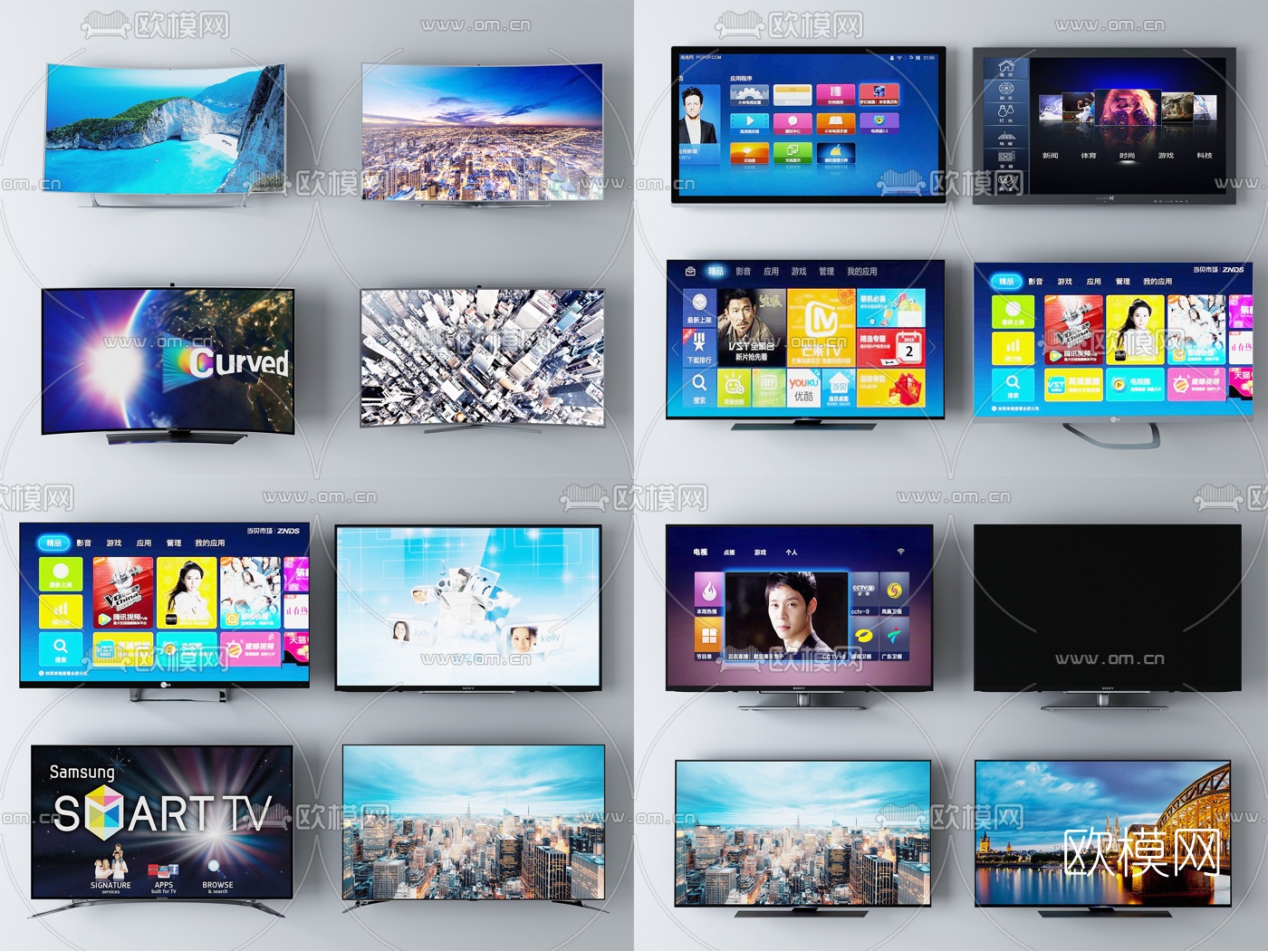 现代电视机3d模型下载（渲染图1）