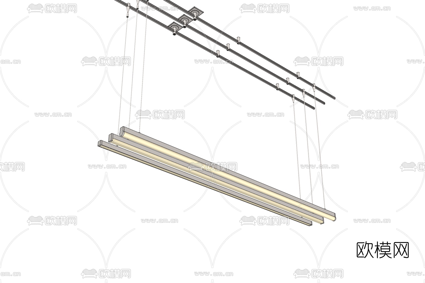 现代办公吊灯免费su模型下载