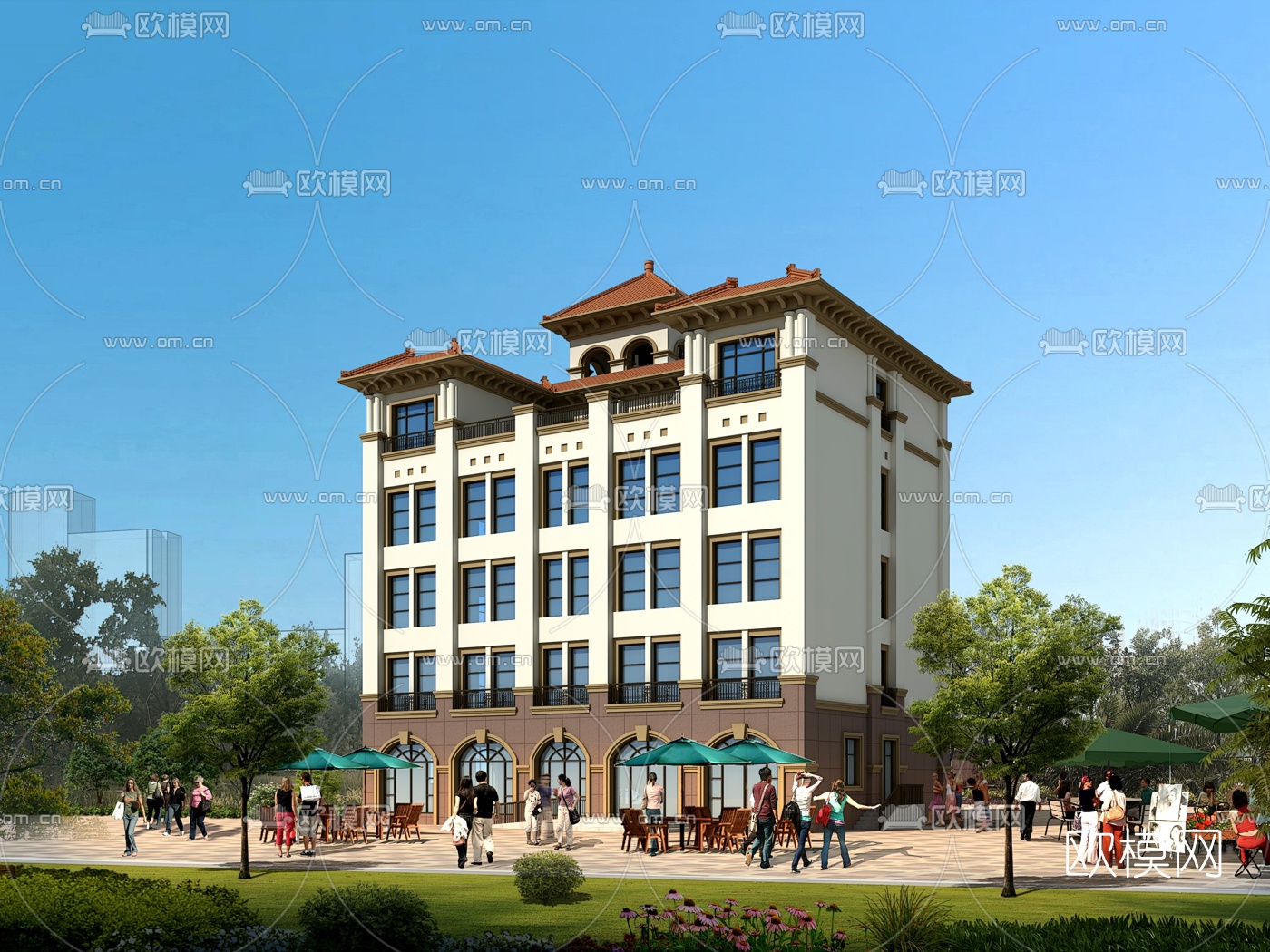 简欧住宅楼外观3d模型