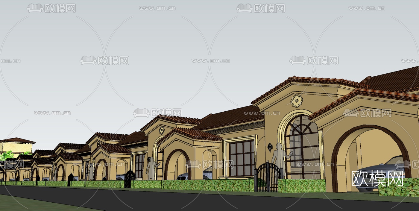 欧式别墅住宅区规划su模型下载（渲染图2）