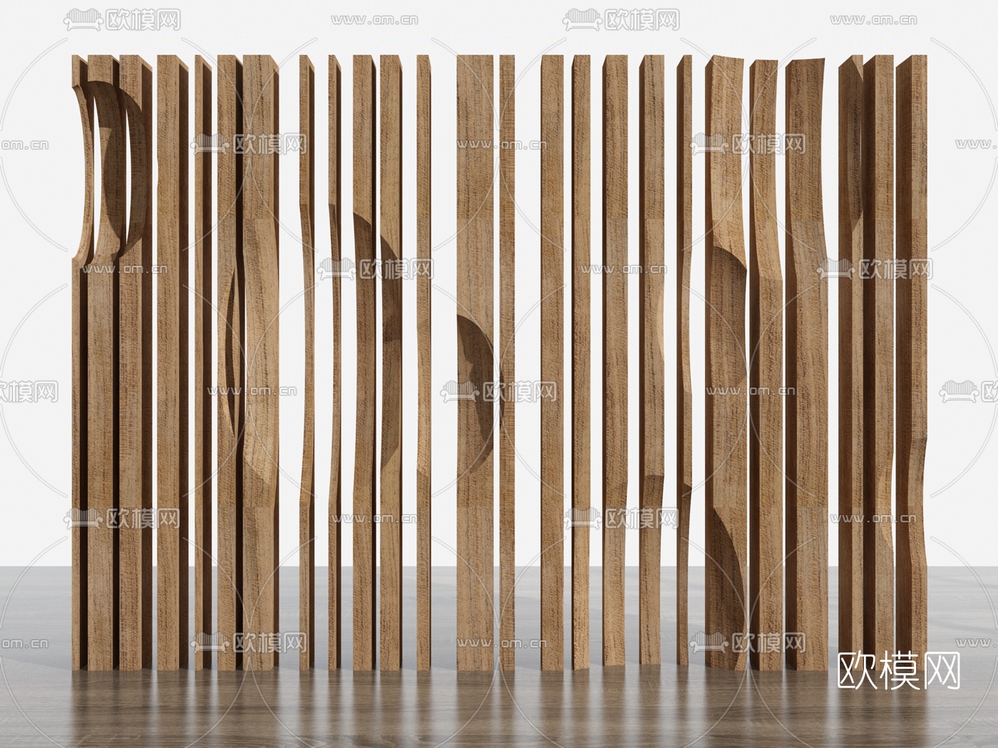 自然风原木隔断3d模型下载