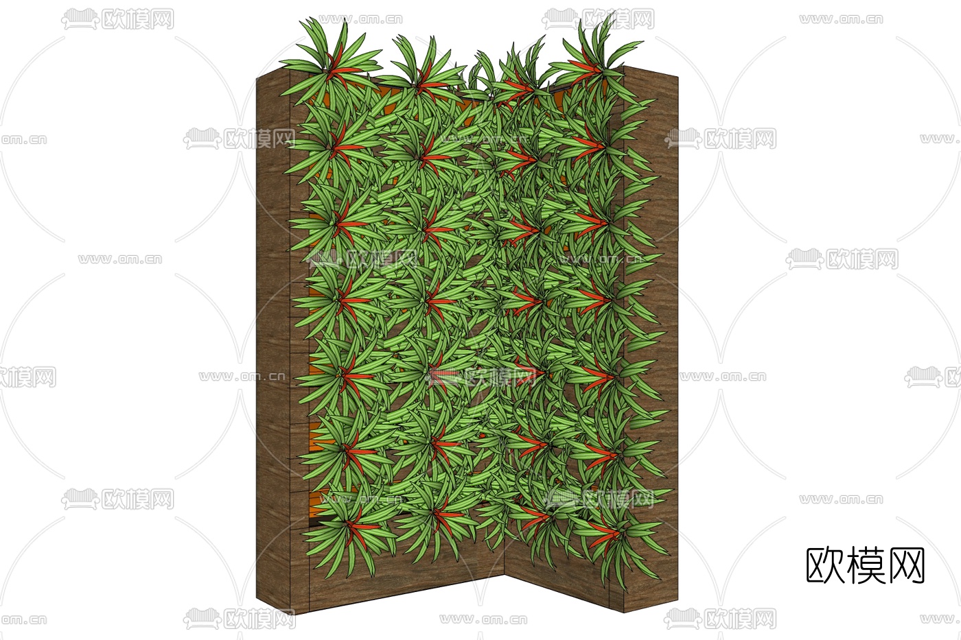 现代植物墙免费su模型下载