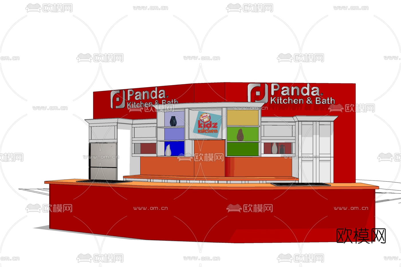 现代前台接待台免费su模型下载