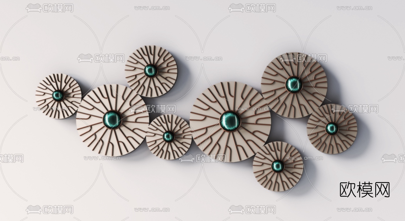 现代金属墙饰挂件3d模型下载（渲染图2）