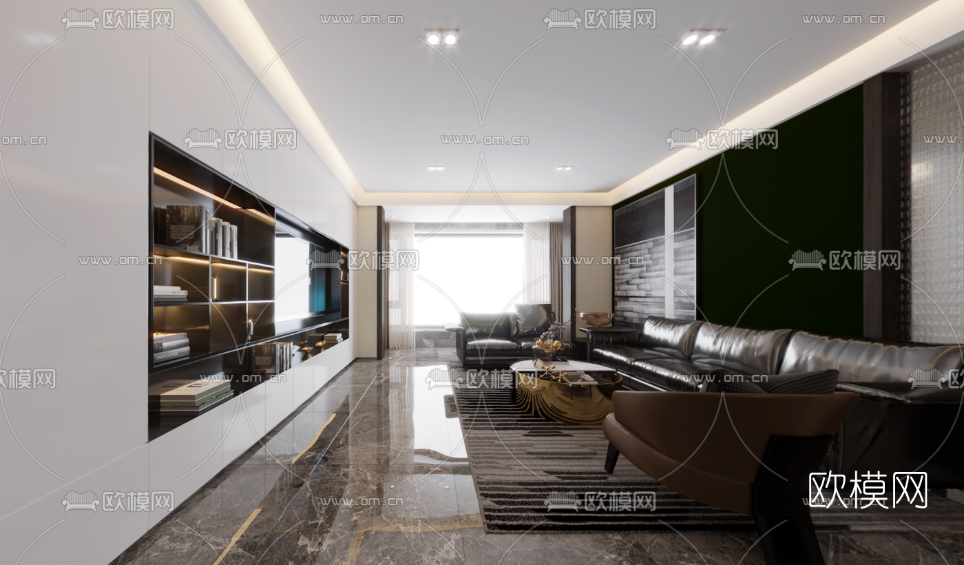 现代客厅餐厅卧室cr全景3d模型