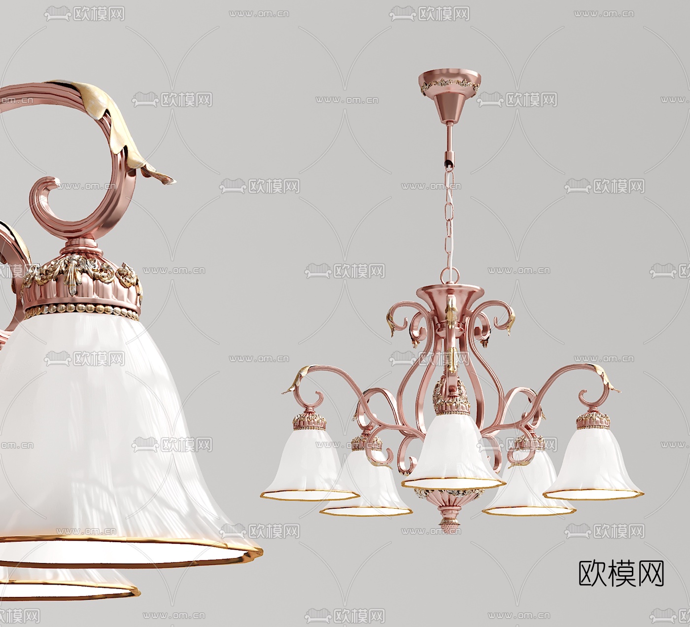 简欧金属吊灯3d模型下载