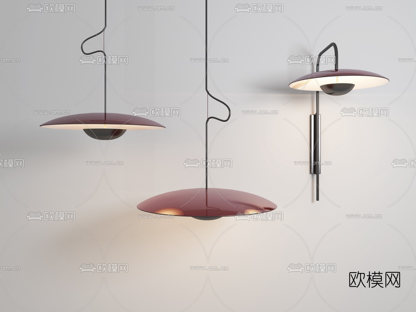 工业风圆形吊灯3d模型下载（渲染图1）