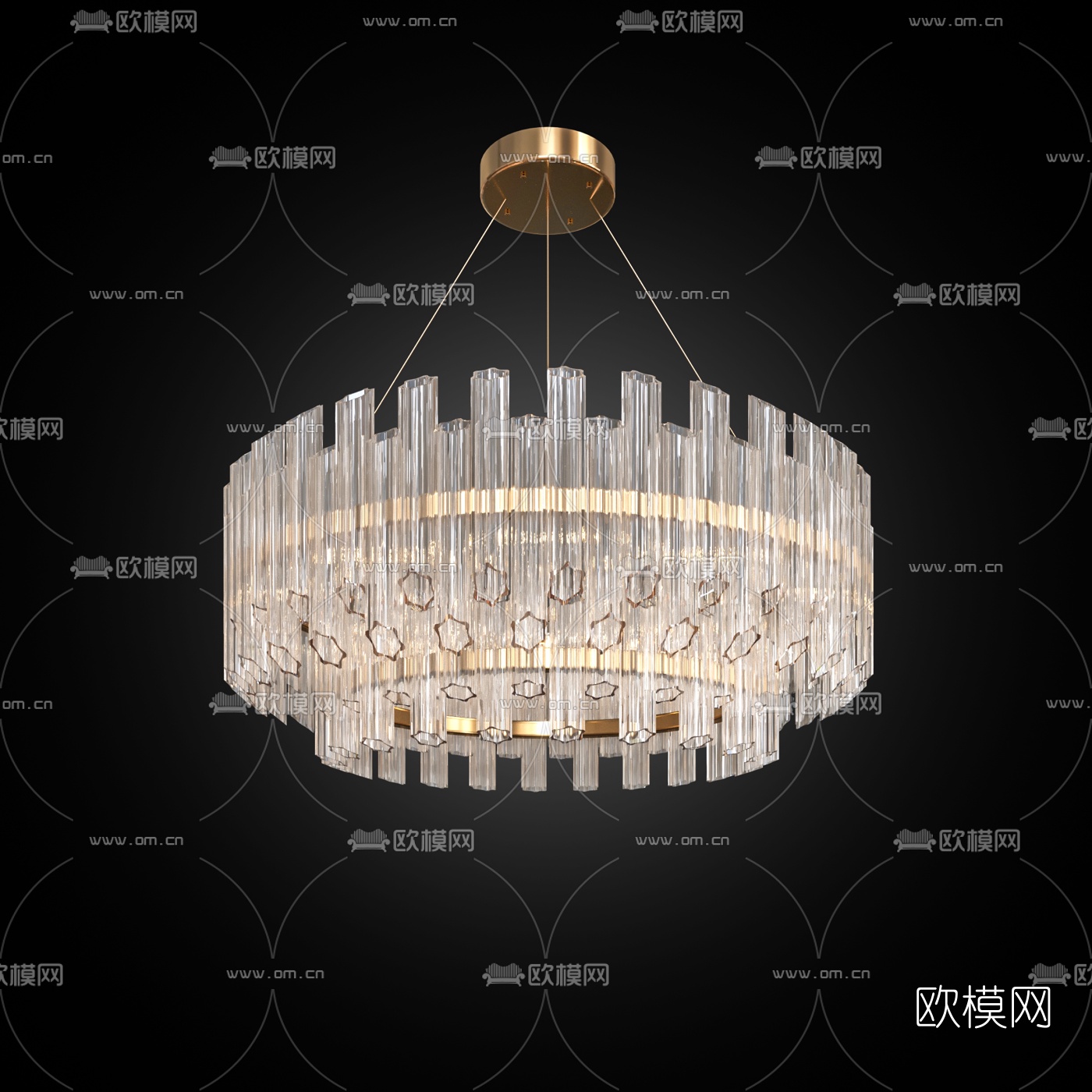 现代轻奢水晶吊灯3d模型下载（渲染图4）