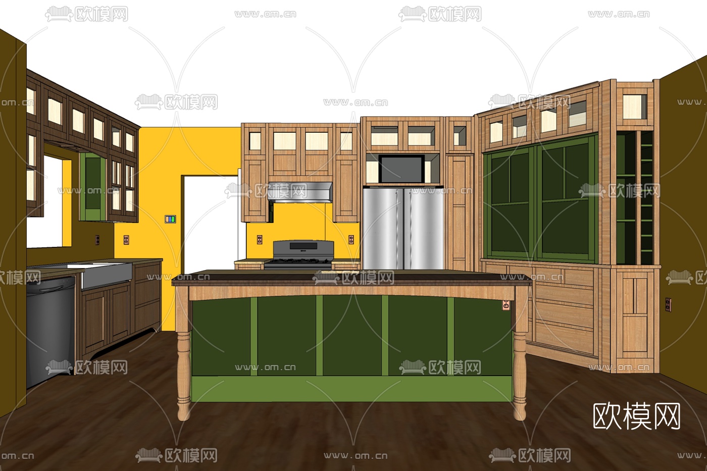 自然风厨房免费su模型下载