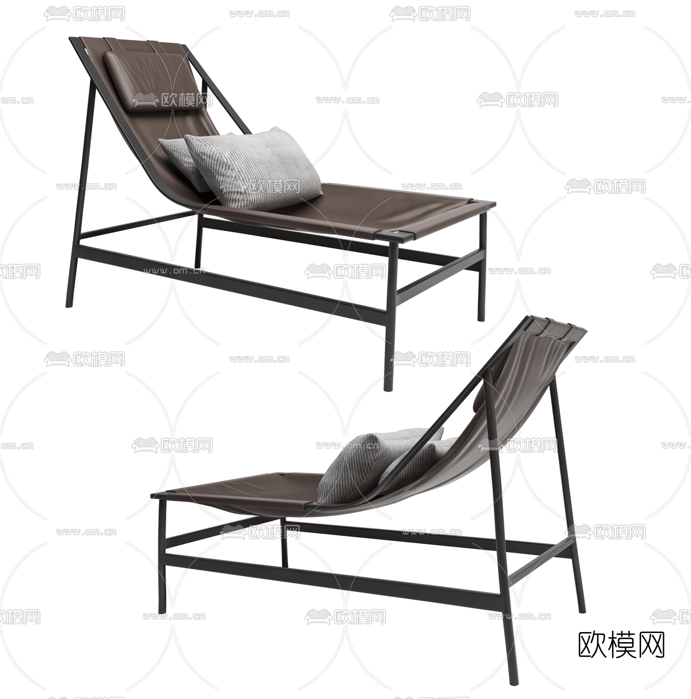 现代皮革躺椅3d模型