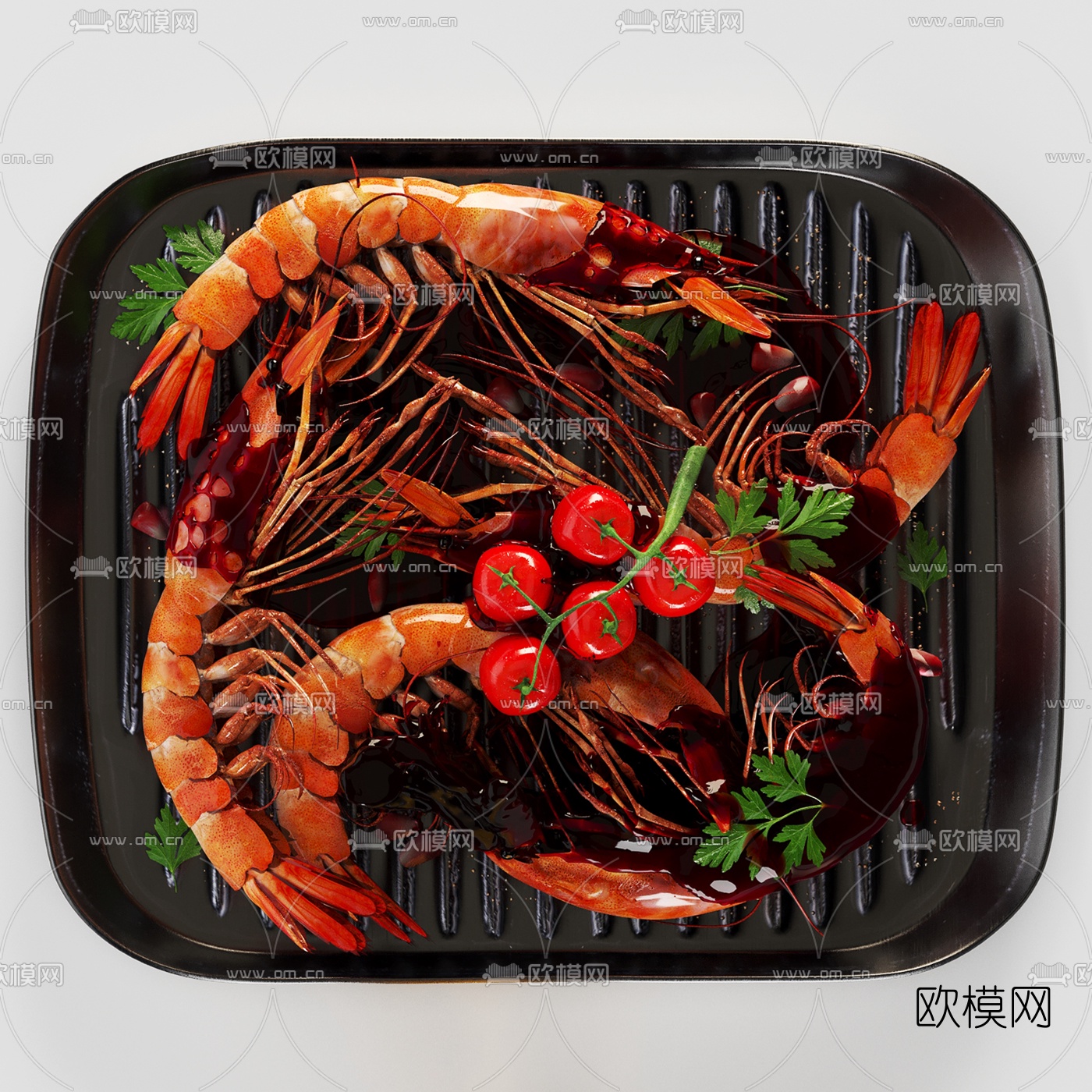 现代龙虾食品3d模型