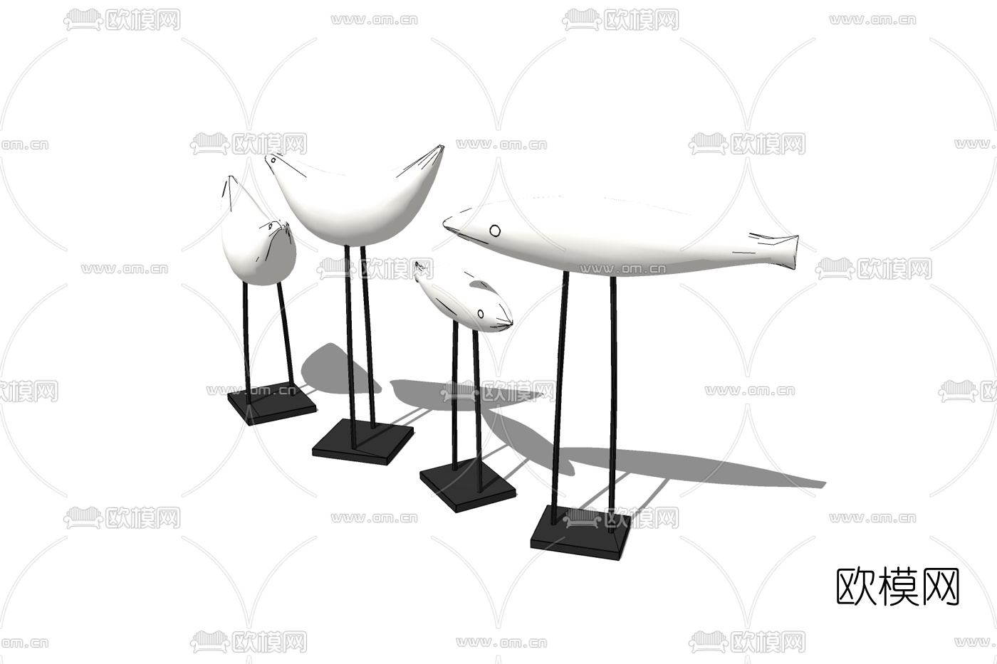 现代装饰品免费su模型下载