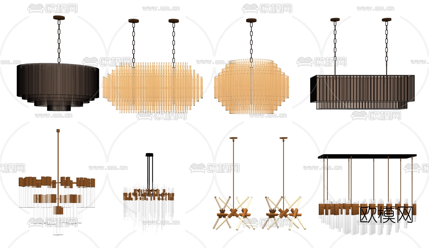 现代水晶吊灯su模型下载