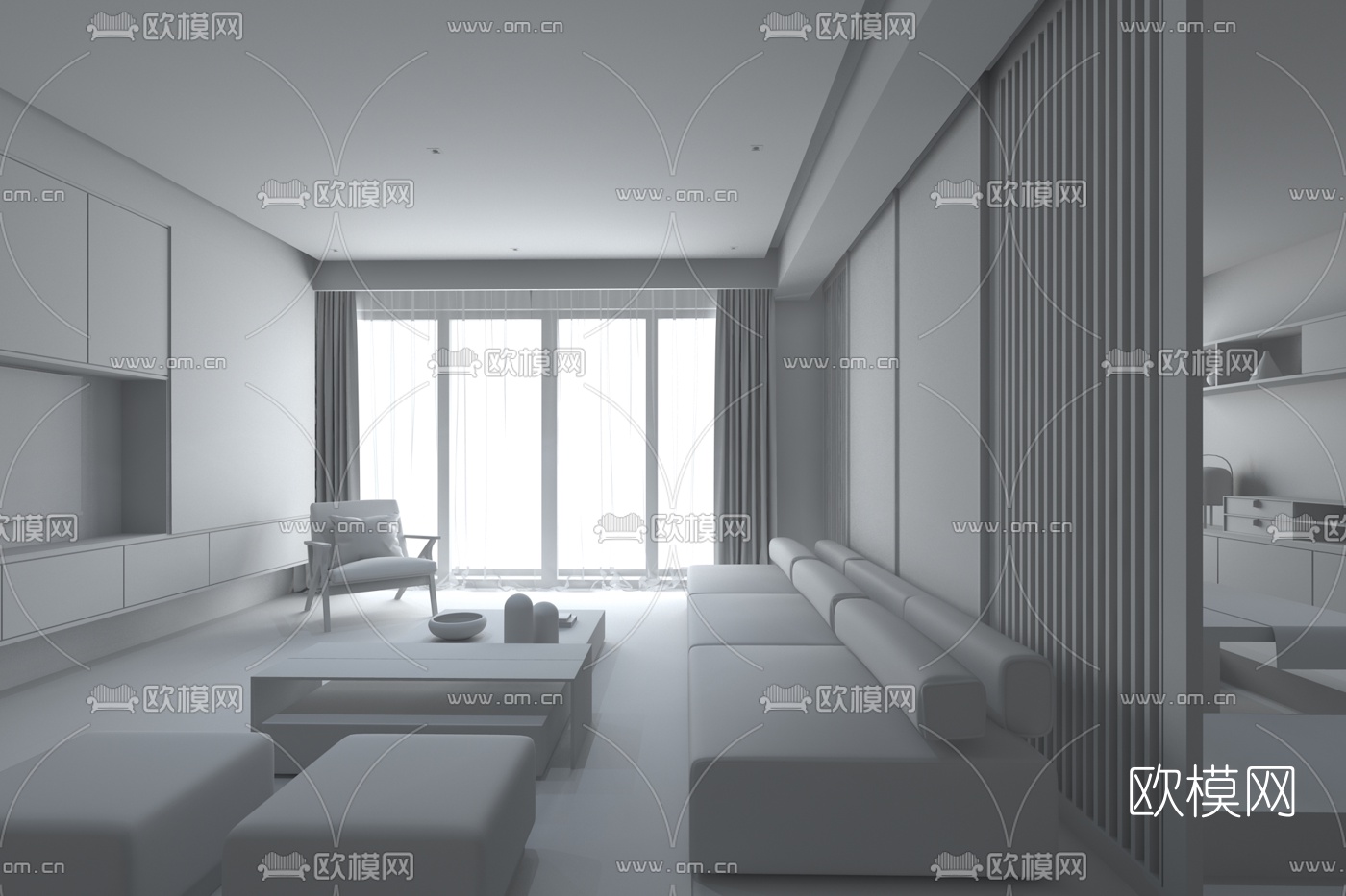 伶居设计 现代客厅3d模型