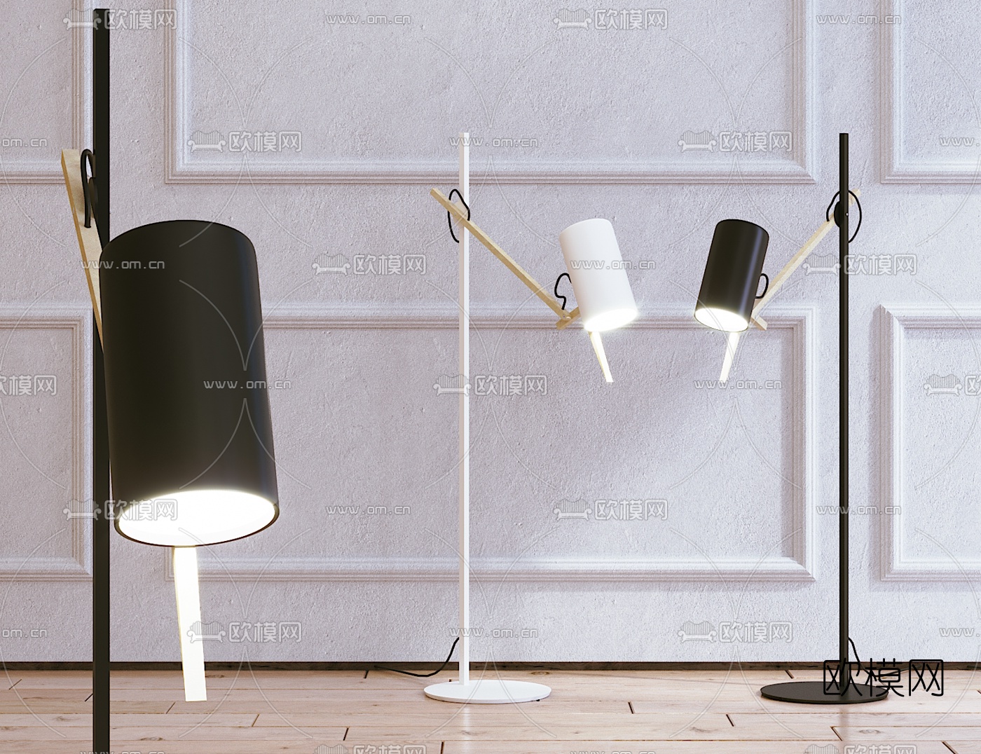 现代金属落地灯3d模型下载
