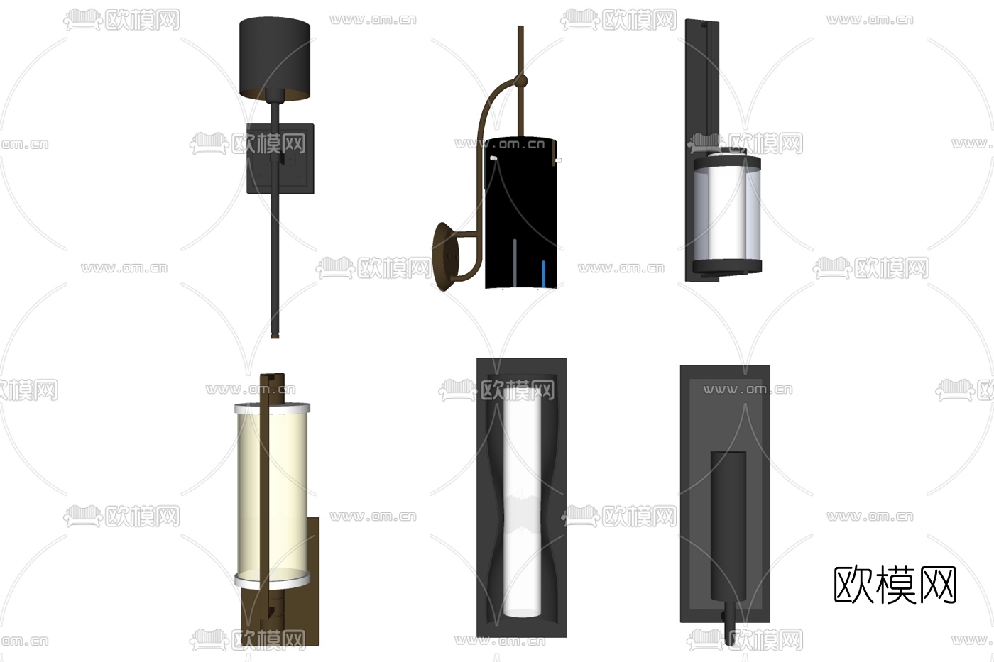 现代金属壁灯组合免费su模型下载