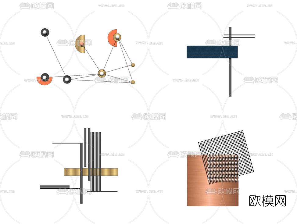 后现代金属壁灯su模型下载