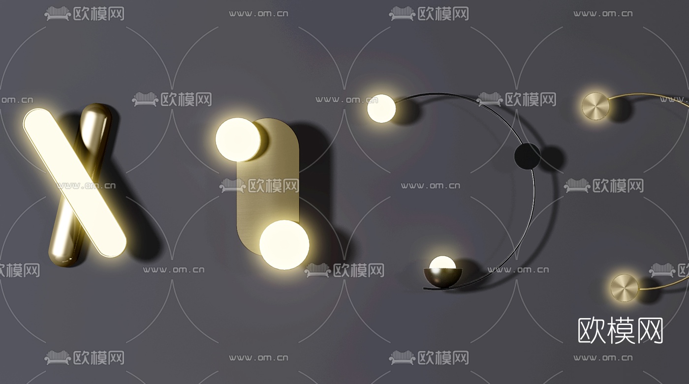 现代轻奢壁灯组合3d模型