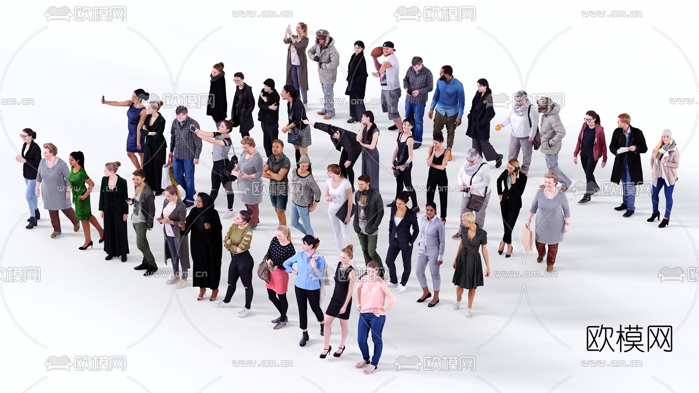 现代欧洲青年男女人物3d模型下载（渲染图2）