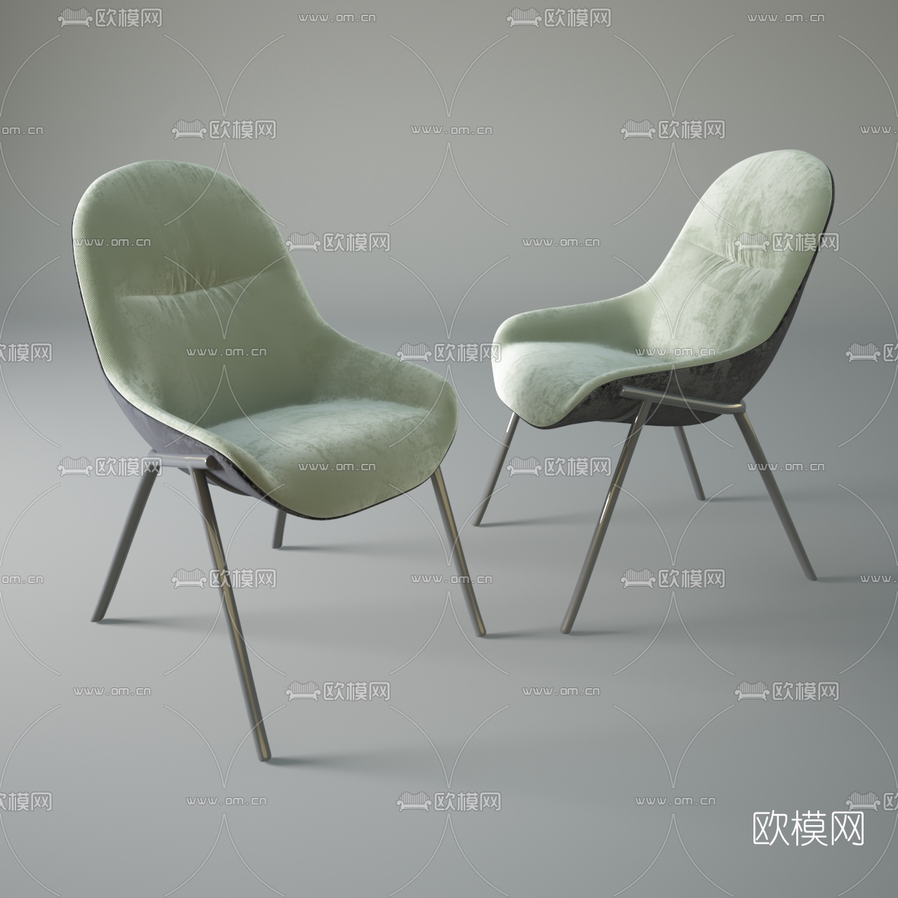 现代绒面休闲椅3d模型
