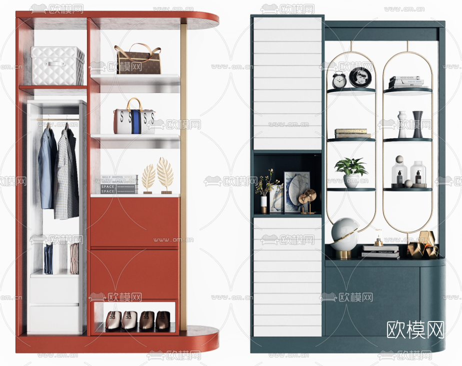 北欧多功能玄关鞋柜3d模型下载