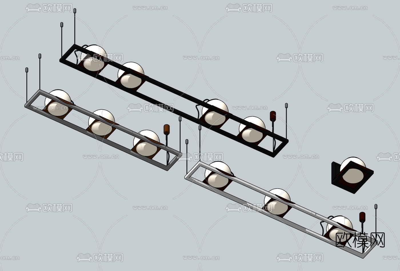 现代办公吊灯组合su模型下载