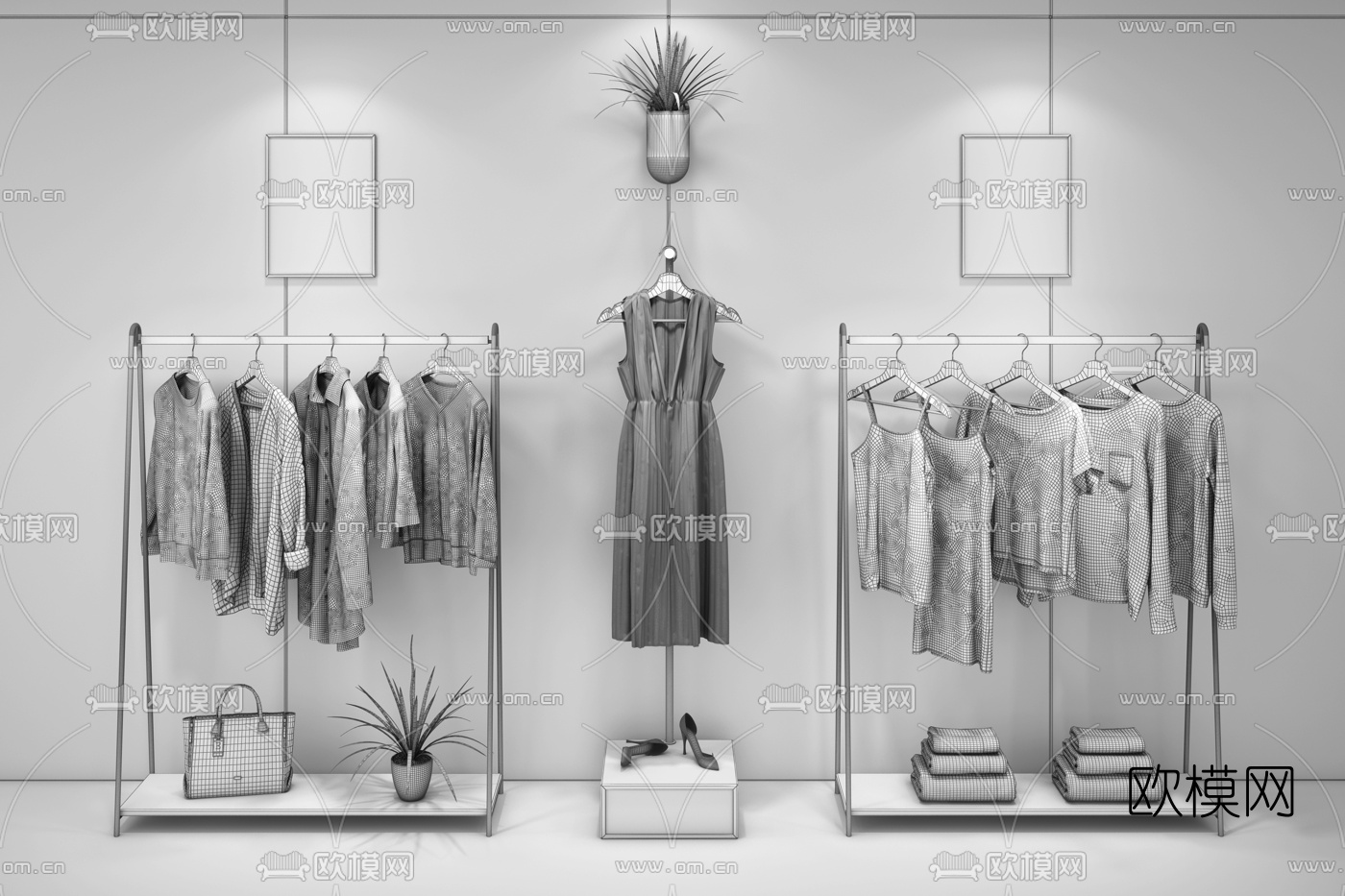 现代女装服饰展架3d模型
