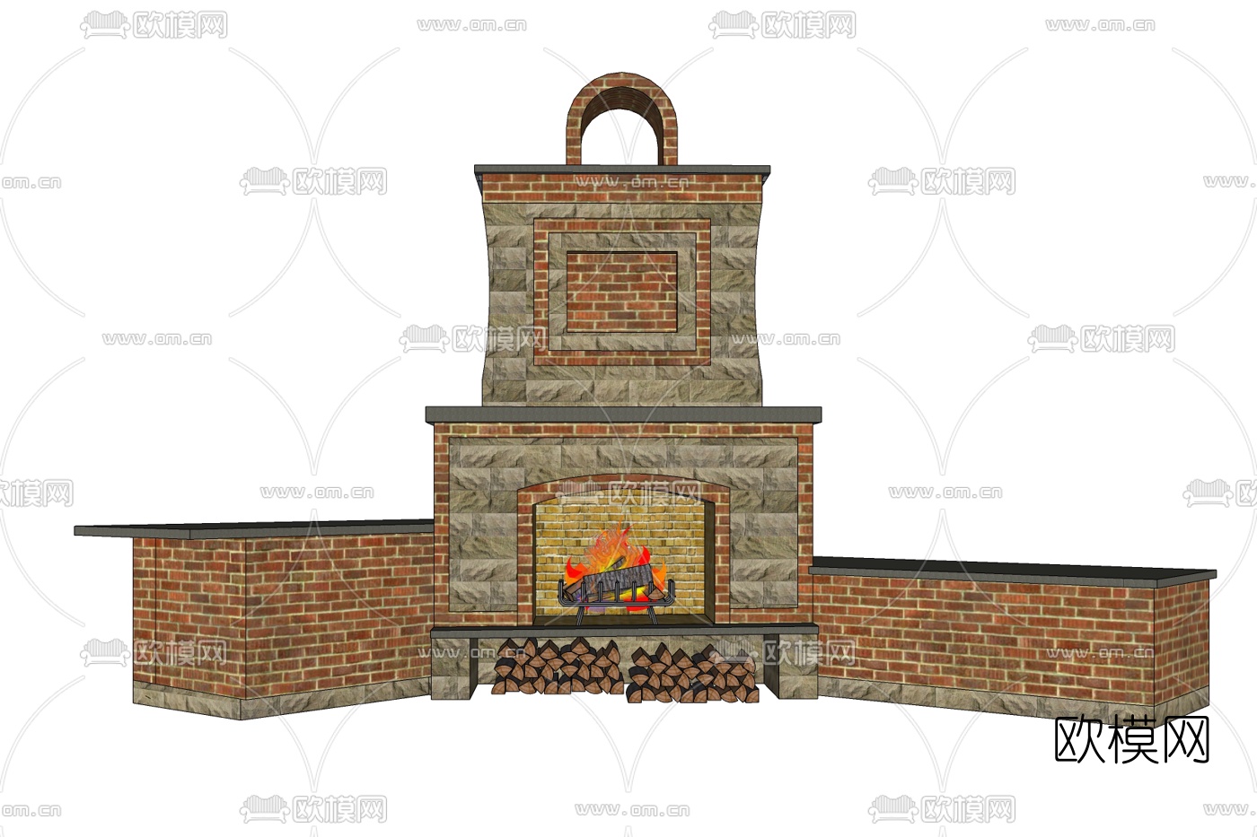 欧式壁炉免费su模型下载