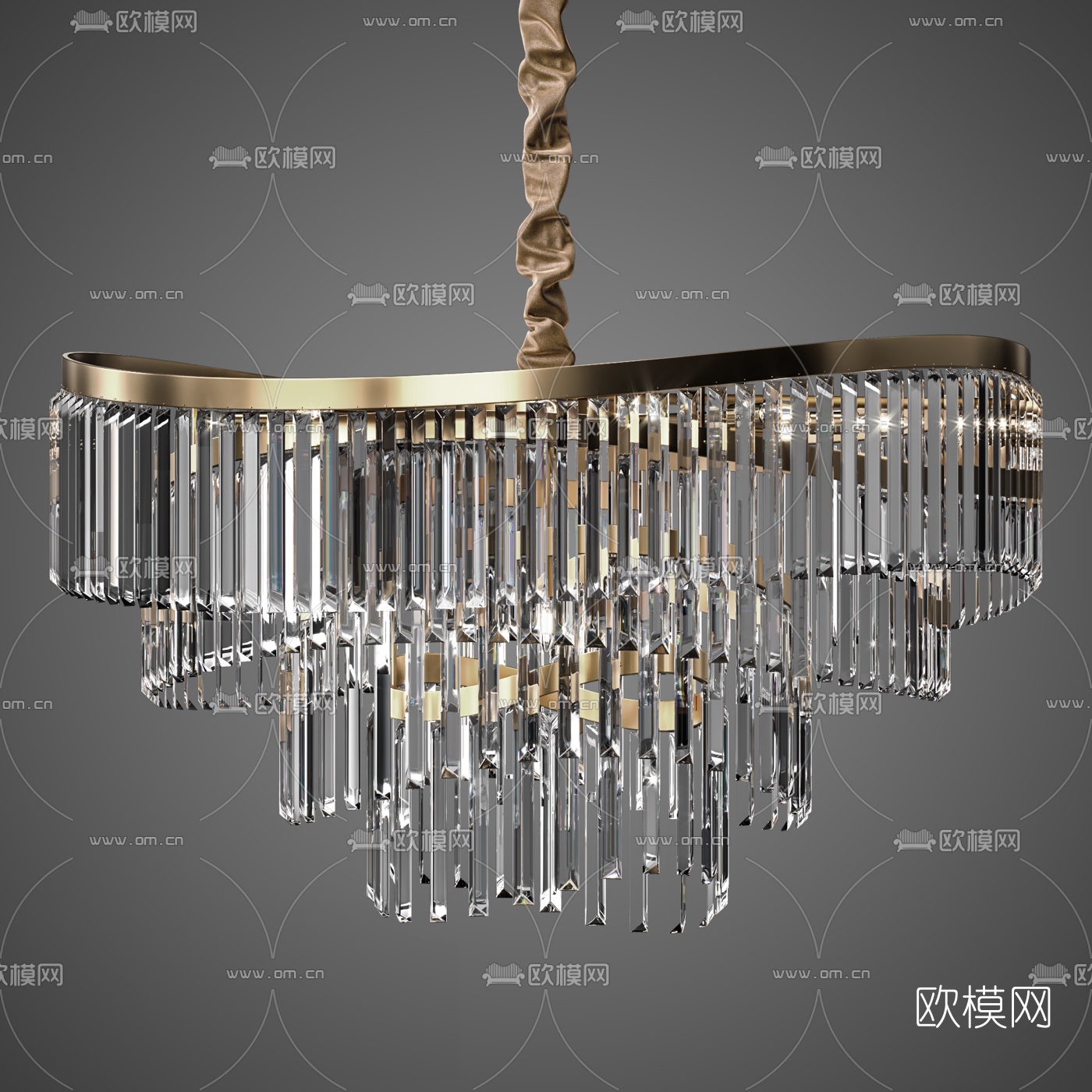 现代轻奢多层水晶吊灯免费3d模型下载