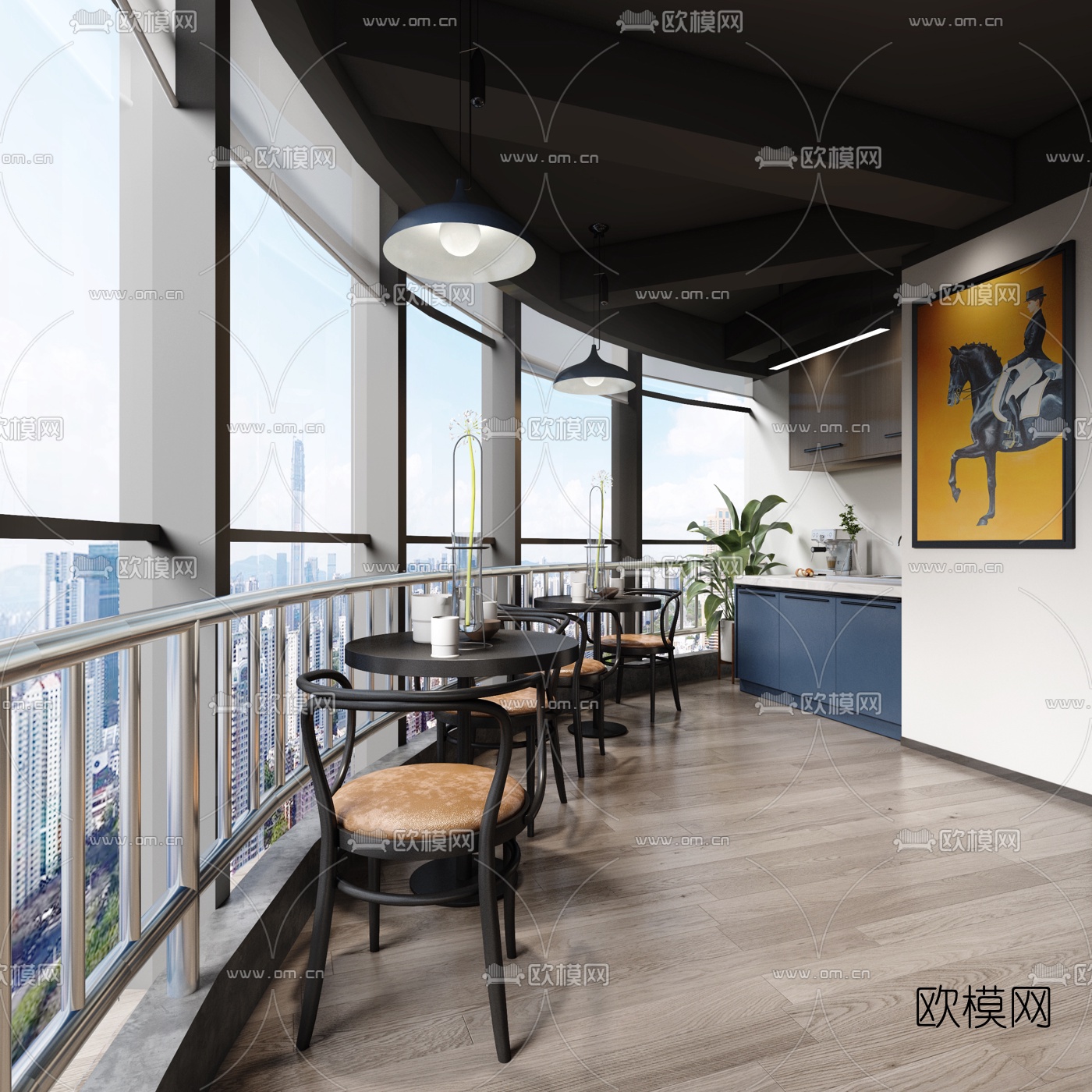 工业风茶水间3d模型下载