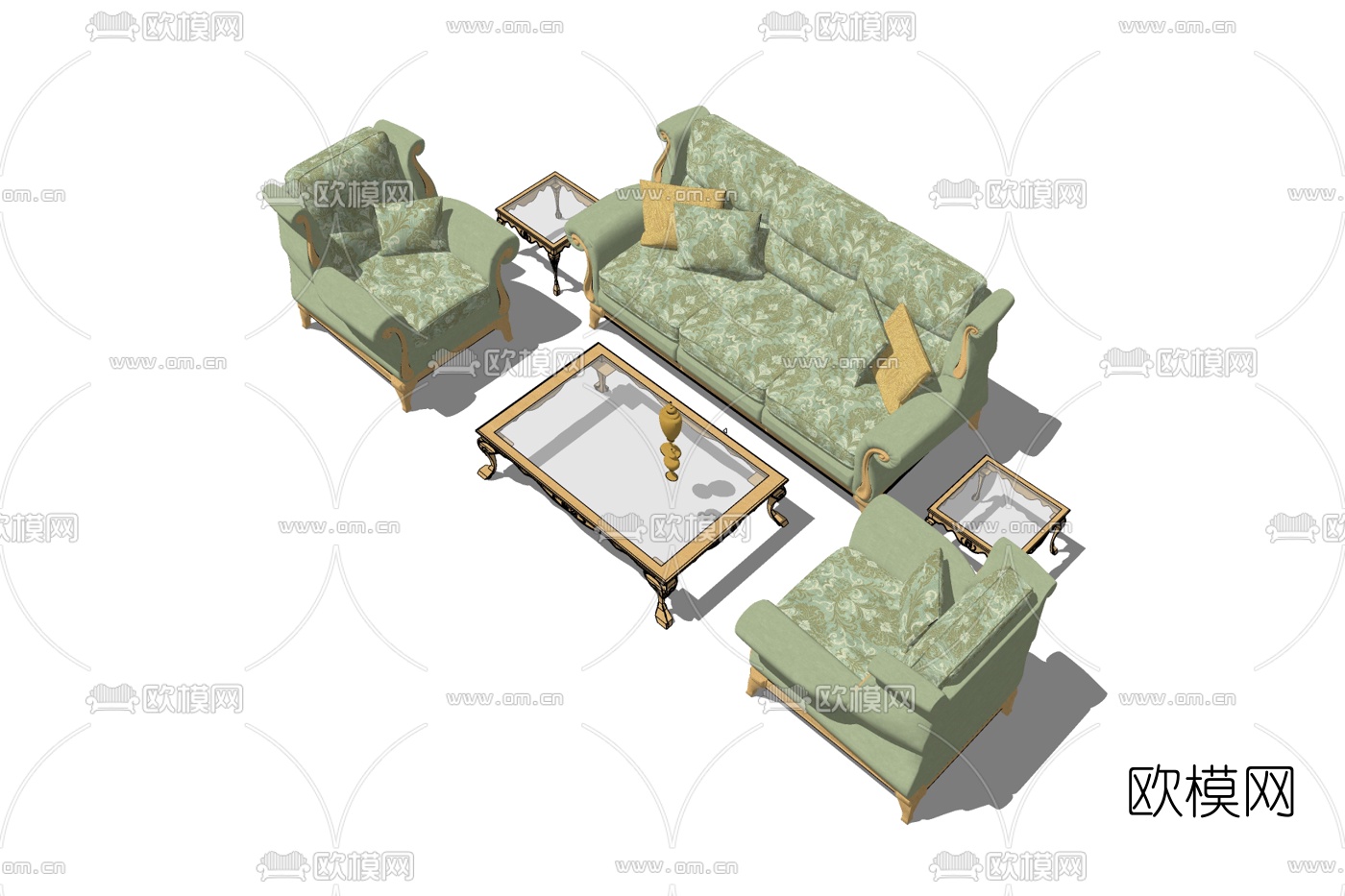 简欧沙发组合免费su模型下载