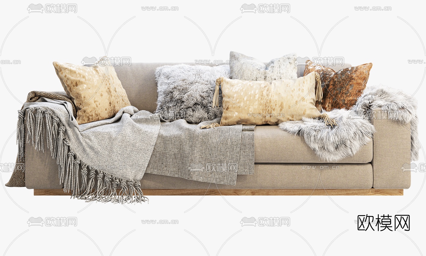 现代布艺双人沙发3d模型下载（渲染图3）