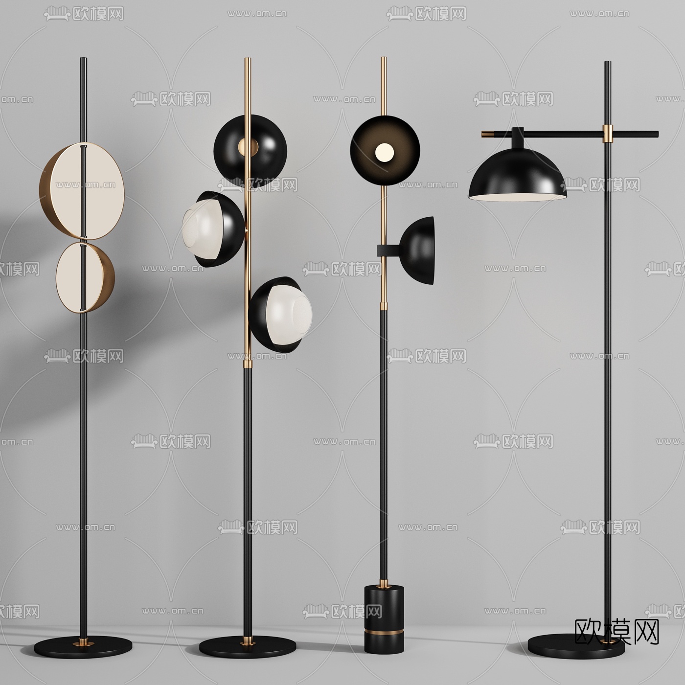 现代金属落地灯3d模型下载