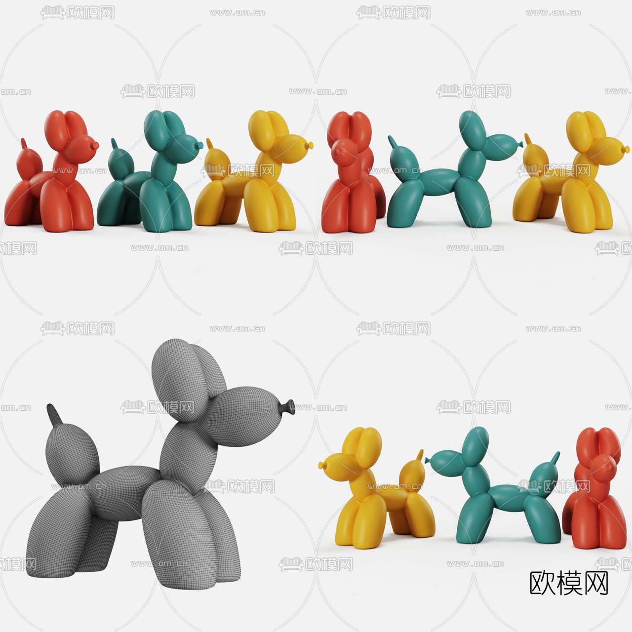 现代玩具气球狗3d模型下载