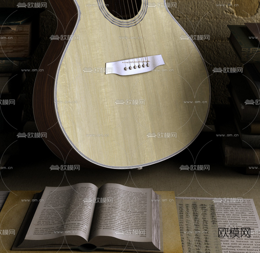 现代乐器吉他3d模型下载（渲染图2）