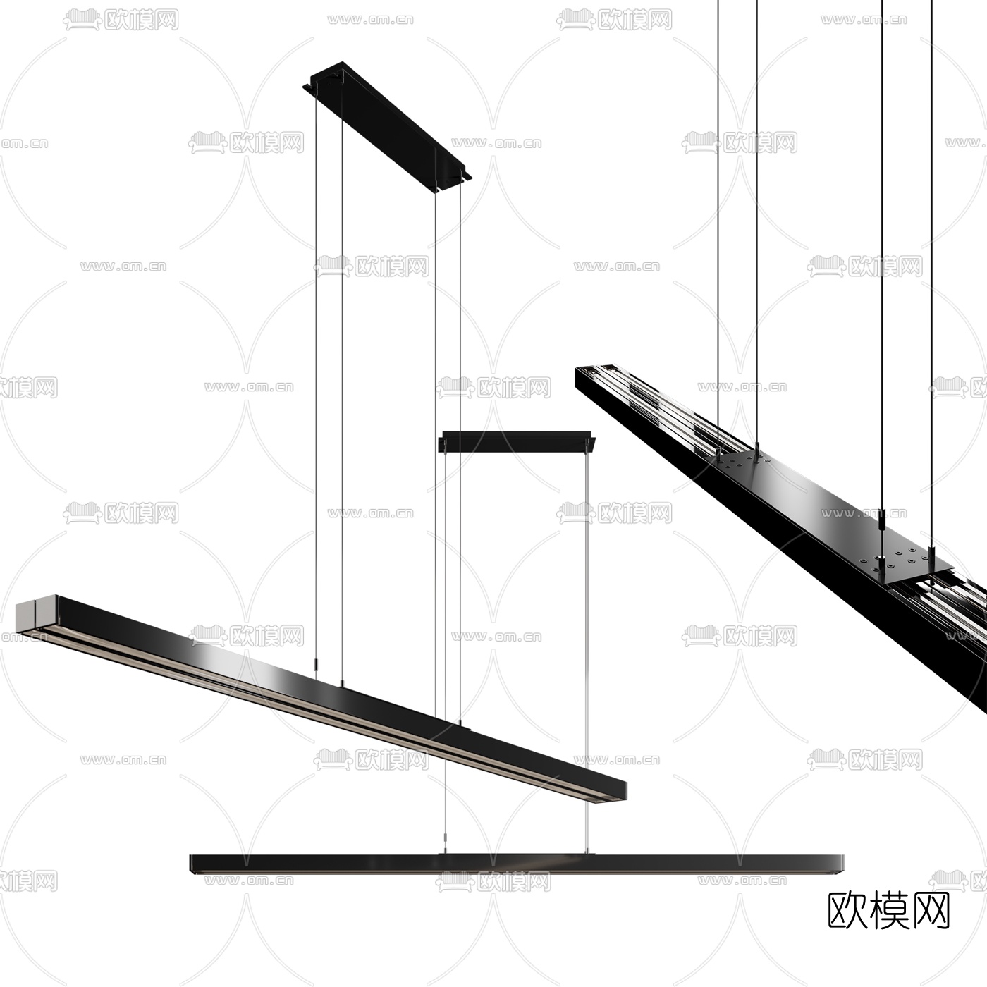 现代条形办公吊灯3d模型-免费3dmax模型库-欧模网